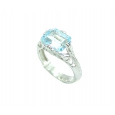 Handmade Women Ring 925 Sterling Silver Natural Semi Precious Blue Topaz Stone A
